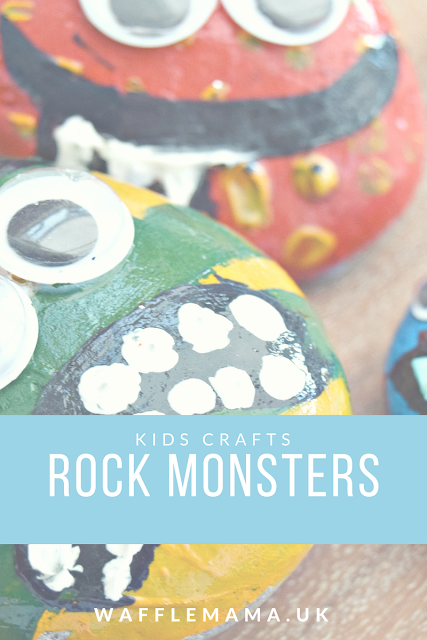 MONSTER CRAFT FOR KIDS PEBBLES PAINT GOOGLY EYES
