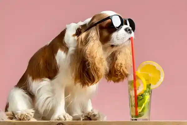 adorável cão da raça Cavalier King Charles Spaniel sentado em uma superfície plana