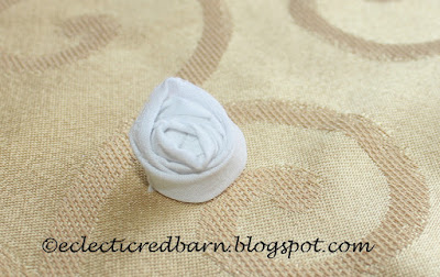 Eclectic Red Barn: White Fabric Rolled Flower