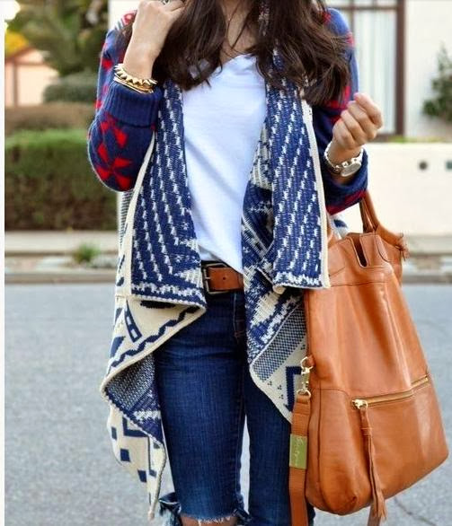 Tribal Cardigan With White Shirt And Casual Shirt