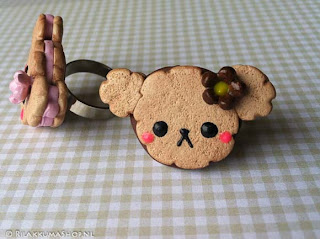 Kawaii cute Rilakkuma Cookie Strawberry, Chocolate Filled rings