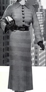 The Vintage Pattern Files : Free 1930's Knitting Pattern - Metropolitan Striped Dress Pattern