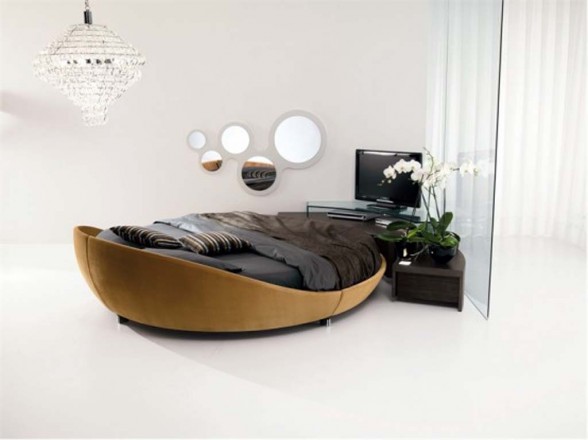 round wooden raised headboard beds