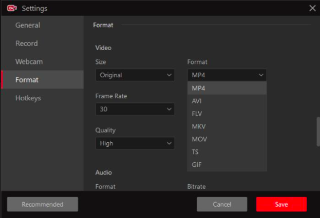 Go to the settings menu and select the format tab