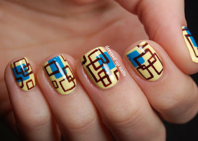 square print geometric nail art china glaze lemon fizz