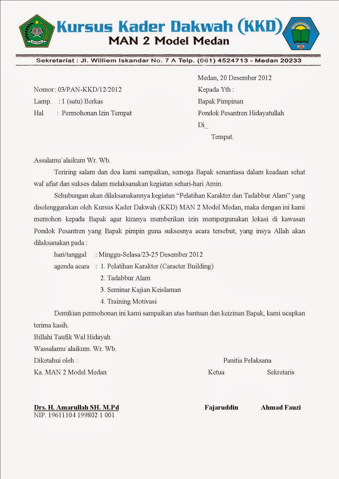 Contoh Surat Mandat Kegiatan