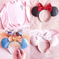 A collage of the Liberty Bell Boutique classic, pink and Princess Jasmine Minnie Mouse ears and  Adventure is out there Sweatshirt.
