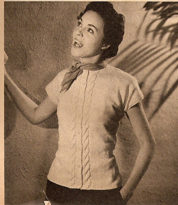 The Vintage Pattern Files - Free 1950's Knitting Pattern - Cabled Cotton Cardigan