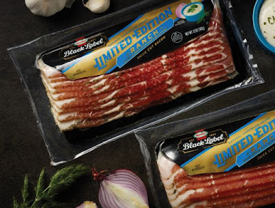 Packages of Hormel Black Label Ranch Bacon.