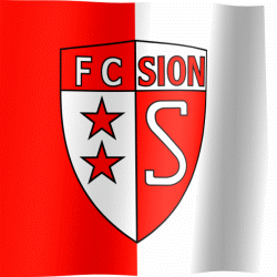 The waving fan flag of FC Sion with the logo (Animated GIF)