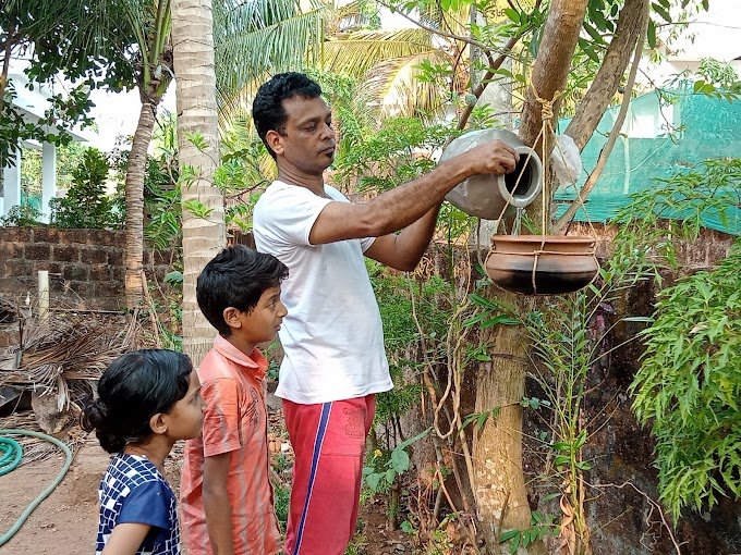 ರಾ.ಹೆದ್ದಾರಿ  ಅಭಿವೃದ್ಧಿ-ನೆಲೆ ಕಳೆದುಕೊಂಡ ಪಕ್ಷಿಗಳ ದಾಹ ತಣಿಸಲು ಸಜ್ಜಾದ ಮೊಗ್ರಾಲ್ ಜನತೆ