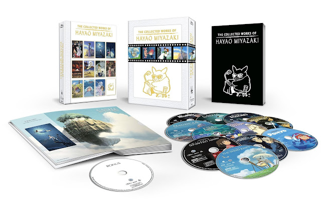 Zestaw filmów blu-ray Hayao Miyazakiego, w więksości filmy Studia Ghibli