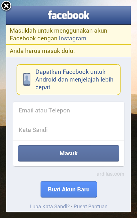 Login Facebook - Bagaimana Cara Mendaftar/Membuat Akun Di Instagram