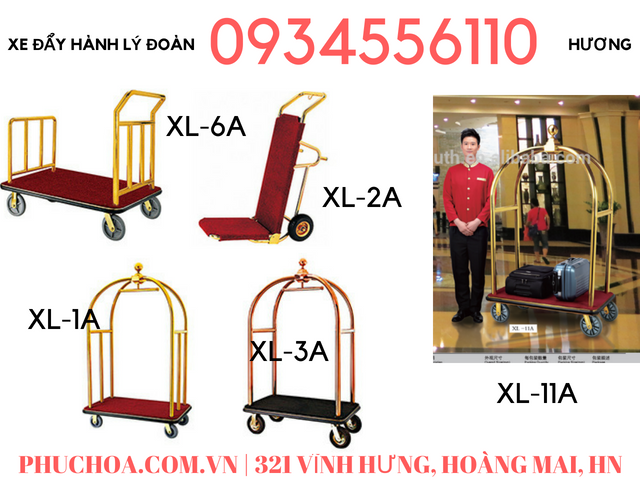 Xe đẩy hành lý, xe đẩy đoàn hành lý khách sạn