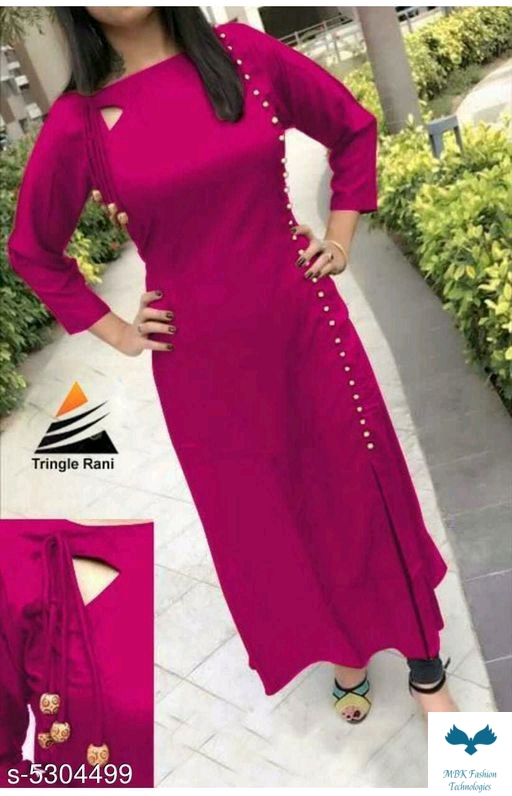 Women's Solid Rayon Kurtis