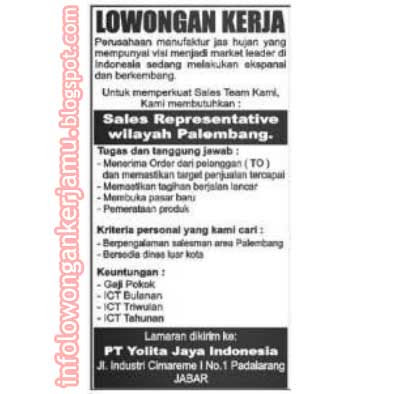 Lowongan Kerja PT Yolita Jaya Indonesia