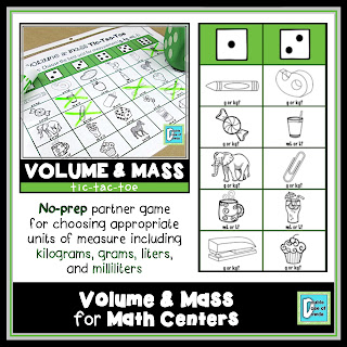 How to Teach Metric Measurement for Third Grade - Volume Mass for Math Centers Tic Tac Toe