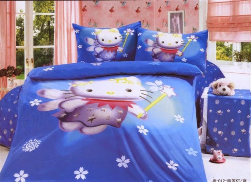 Kumpulan Desain Kamar Tidur Anak Motif Hello Kitty Biru Terbaru - Si 