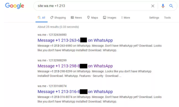 WhatsApp can reveal your phone number in Google searches