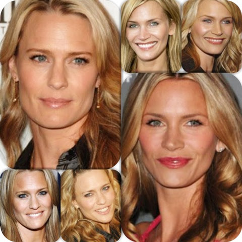 LookaLike - Robin Wright and Natasha Henstridge a Sunshine Blossoms Gardenia Orb of Bluebird Flowers