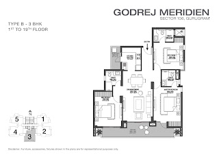 Godrej Meridian Type B 3BHK Plan