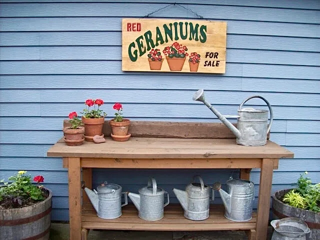 Photo of junk garden potting bench/sink plant & decor ideas.