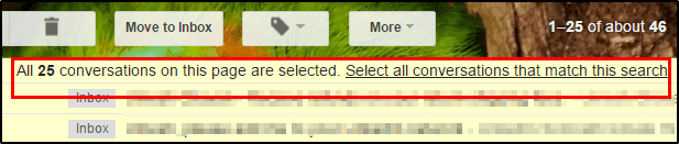 Click on select all conversation that matches result