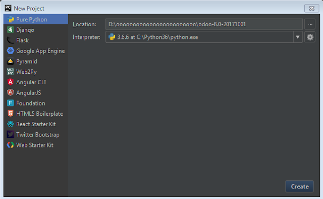 Setting up Odoo development environment in windows using PyCharm