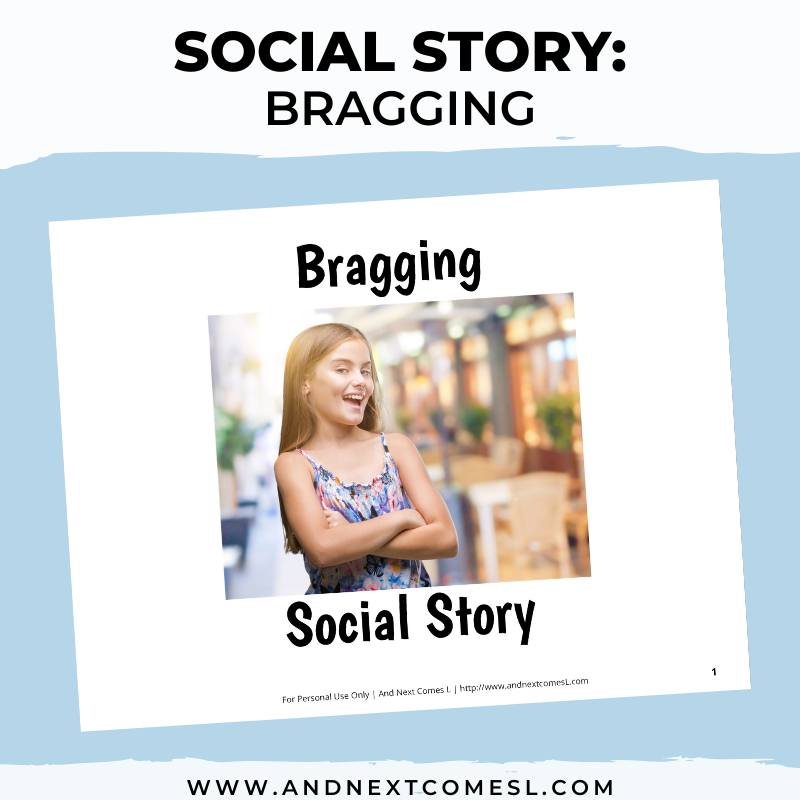 Printable social story for kids with autism about bragging