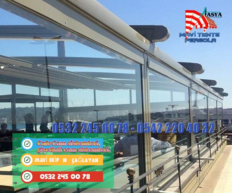 Cafe Cam sistemleri, giyotinli cam sistemleri, Cam ile kapama. MAVİ CAM 0532 245 00 78  Cam ile Kapatma, Cam Kapatma Uygulayıcısı, Mavi Cam, 0532 245 00 78  Kış bahçesi, Kısaca; Cam vb. örtü ile çevrelenmiş içinde oturulabilir bahçe. Çevresi camlarla çevrili küçük cam evler görünümündeki kış bahçeleri, evlerde dört mevsim sıcak ve aydınlık bir bahçe keyfi yaşatır.