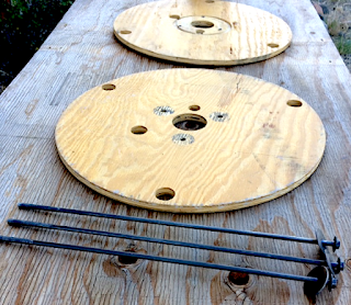 cable spool taken apart for refinishing