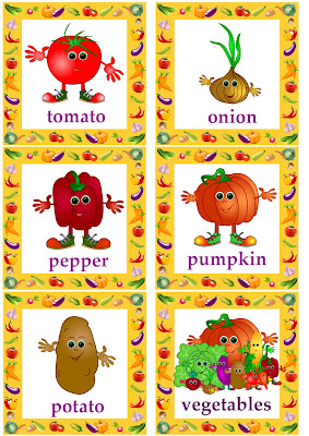 vegetable flashcards for kids learning English