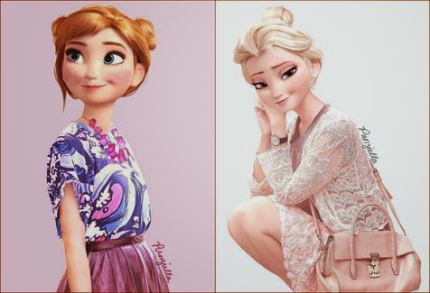  Gambar  Frozen Elsa  dan Anna Baju  Modern Remaja Gambar  