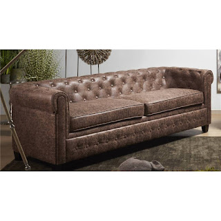 sofa 3 plazas de poli piel envejecida