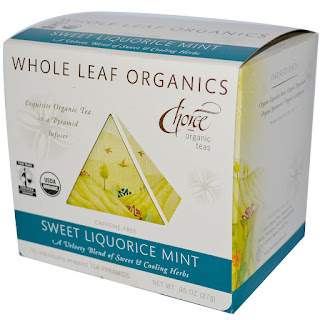 شاي النعناع وعرق السوس عضوي Choice Organic Teas, Whole Leaf Organics, Sweet Liquorice Mint, Caffeine-Free, 15 Tea Pyramids, .95 oz (27 g) من اي هيرب