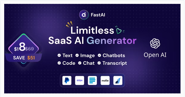 FastAi - SaaS AI Content Voice Text Image Chat & Code Generator