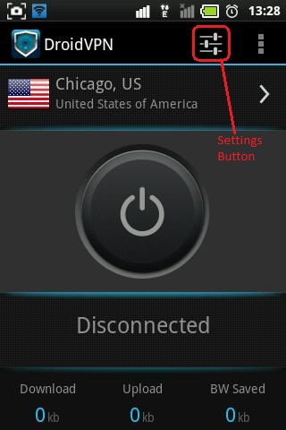 DroidVPN settings Button for Robi Free Net For Android