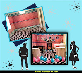 50s party room decorating  50s party ideas - 50s party decorations - 1950s Theme Party - 1950's Rock and  Roll Themed Party Supplies - 50s Rock and Roll Theme Party - 50s party decorations - 50s party props - 50s diner party