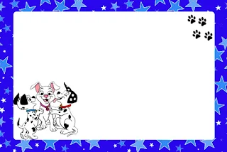 101 Dalmatians in Black and Blue Free Printable Invitations, Labels or Cards.