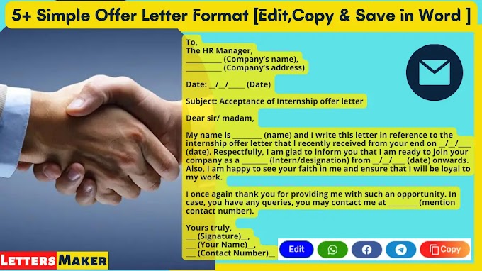 5+ Simple Offer Letter Format [Edit,Copy & Save in Word ]