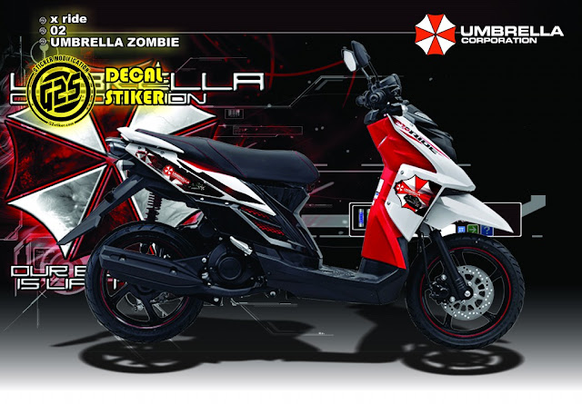 Stiker motor Yamaha X RIDE desain umbrella