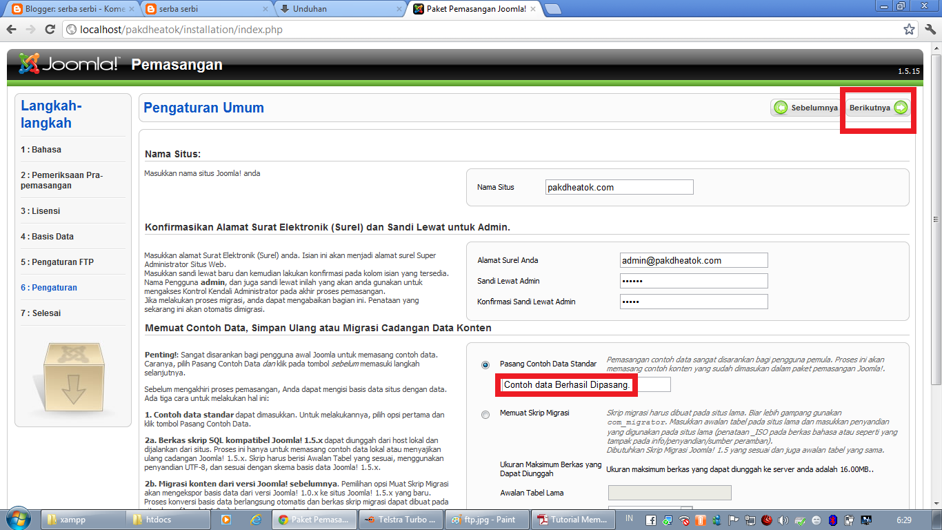 Contoh Database Xampp - Job Seeker