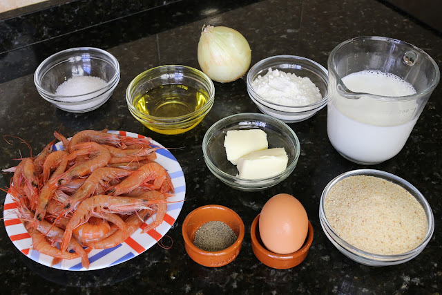 Ingredientes para croquetas de gambas