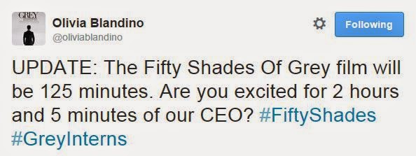 oliviablandino : "UPDATE: The Fifty Shades Of Grey film will be 125