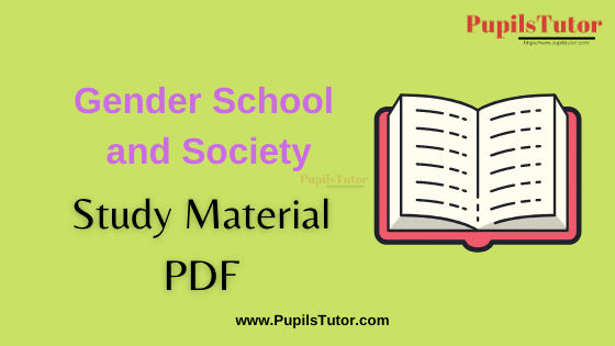 Gender School and Society Book, Notes and Study Material in English for B.Ed Second Year, BEd 1st and 2nd Semester Download Free PDF