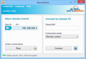 Aeroadmin remote desktop access