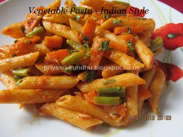 Priya's Virundhu: Vegetable Pasta Recipe– Indian Style/How to make
