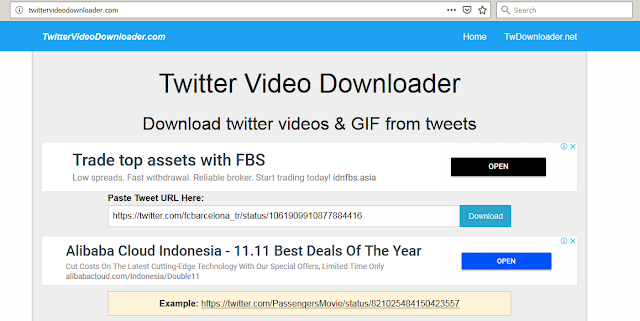 Paste link video dari twitter