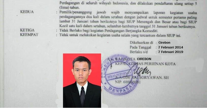 Contoh Surat  Izin  Usaha Perdagangan  Kecil