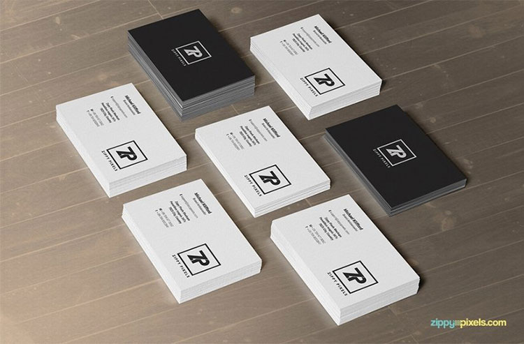 Free Business Card Mockups PSD In Stacks